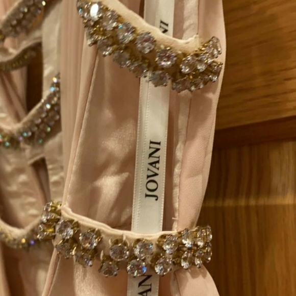 Jovani Sleeveless V Neck Gown W/ Lattice Details - Picture 14 of 15